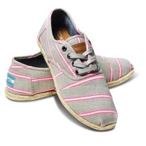 TOMS Hemp Cordones Pink Grey Size 6.5